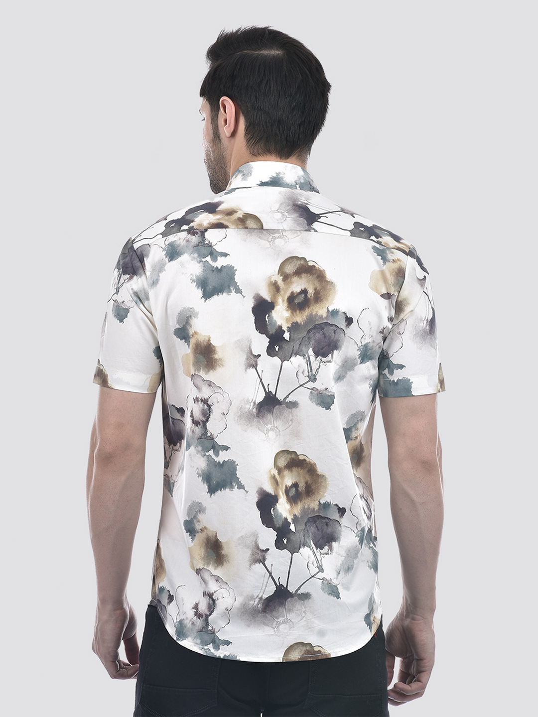 Numero Uno Men Floral Print Cream Shirt